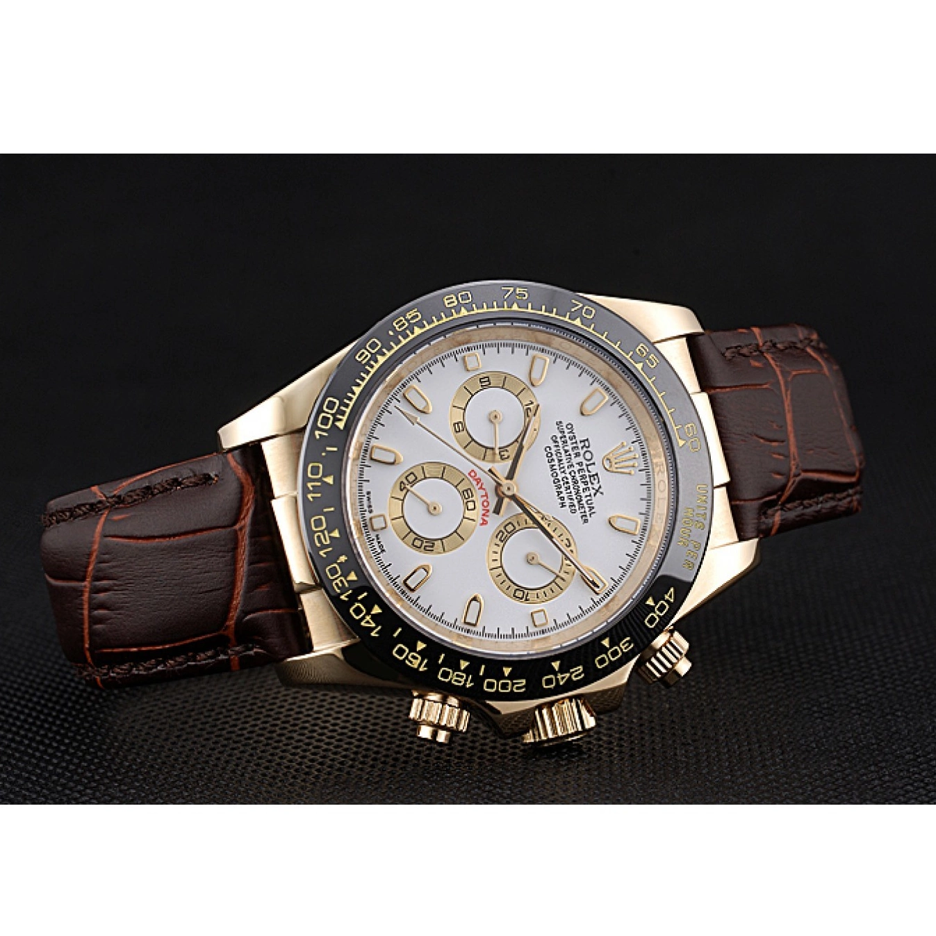 Aaa replica watch Leather Dial Case Cosmograph White Gold Rolex Brown 622633 Daytona Bracelet 0609